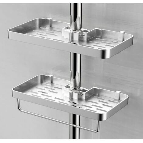 2er-Set Duschregale ohne Bohren, Seifenhalter aus Aluminium mit Ablage für Duschgel, Kompatibel mit 22-25mm Rohren