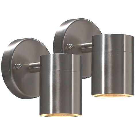 2er-Set Edelstahl Wandleuchte MODENA Down-Light, GU10, Höhe 9 cm, IP44