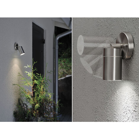 2er-Set Edelstahl Wandspot MODENA, GU10, Höhe 15 cm, IP44