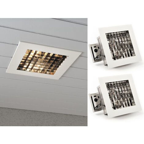 2er-Set elegante Deckeneinbauleuchten Aluminium weiß lackiert E27, 27 x 27 cm