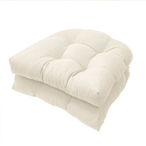 2er Set Ergonomische Gartenstuhlauflagen, Weich und Atmungsaktiv, Outdoor Sitzkissen, Off-White
