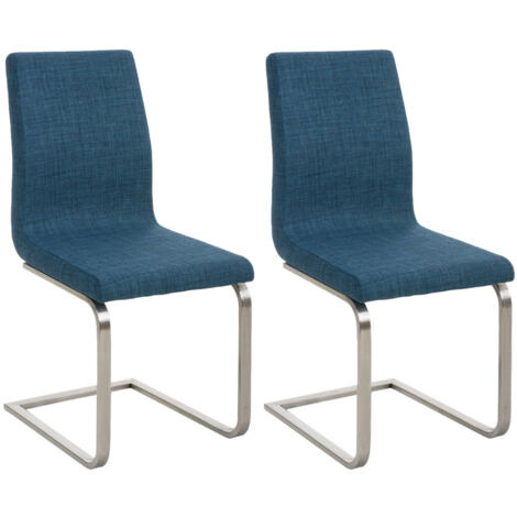 2er Set Esszimmerstühle Belfort Stoff blau