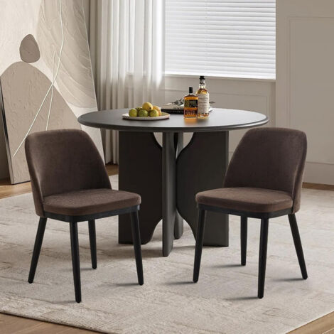 2er Set Esszimmerstühle Essstühle Polsterstuhl mit atmungsaktivem Leinenbezug Wohnzimmerstuhl Sessel Küchenstuhl mit Rückenlehne Armlehne Leinen 48 x 43 x 78 cm,Braun