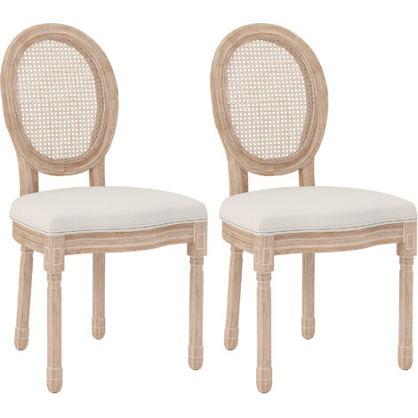 2er-Set Esszimmerstühle Küchenstühle, Vintage Design, Wienergeflecht-Optik, Natur + Creme