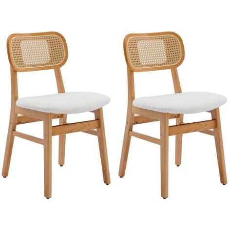 2er Set Esszimmerstühle Rattansessel Küchenstuhl mit Massivholzbeinen Esszimmer, Beige