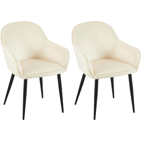 2er Set Esszimmerstuhl Boise Samt creme