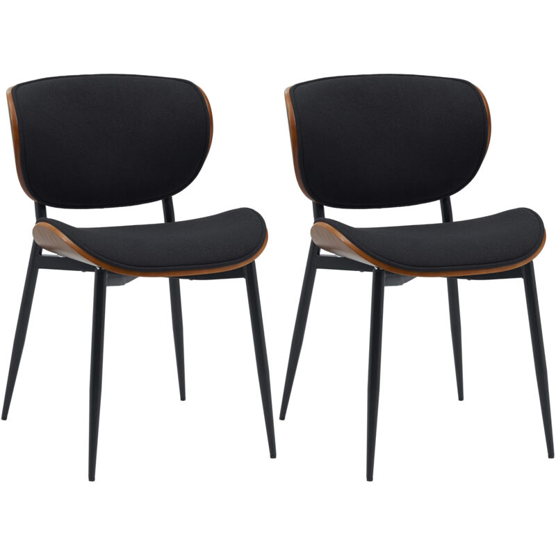 Clp - 2er Set Esszimmerstuhl Enid Kunstleder- Oder Stoffbezug Walnuss/schwarz Stoff