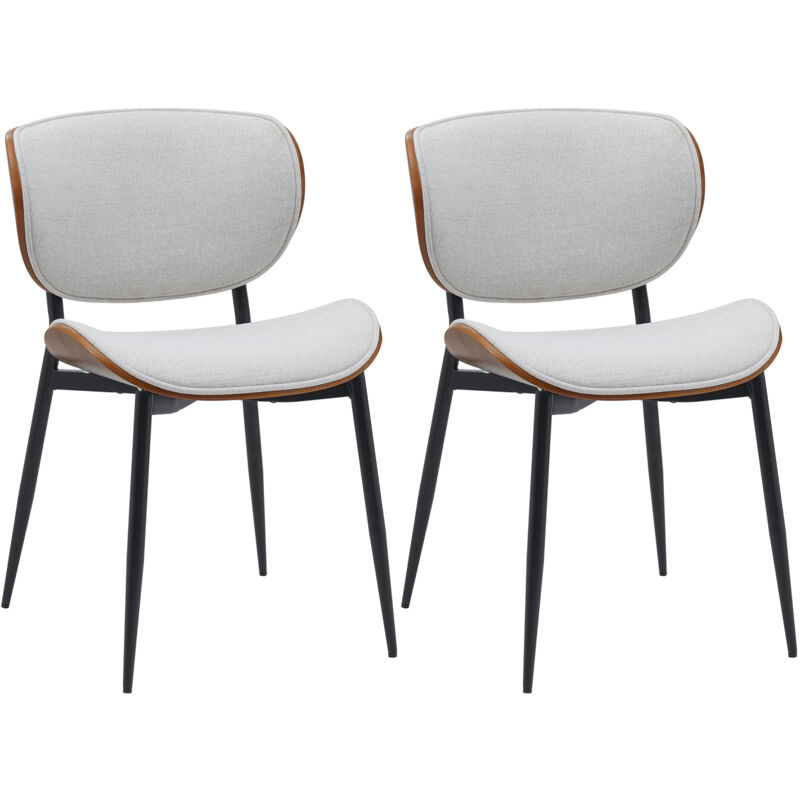 Clp - 2er Set Esszimmerstuhl Enid Kunstleder- Oder Stoffbezug Walnuss/creme Stoff