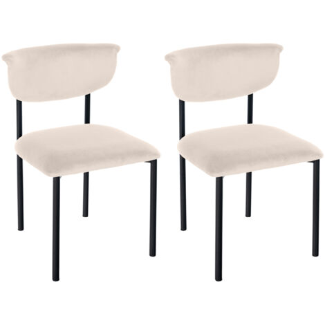 2er Set Esszimmerstuhl Gambell Samt creme