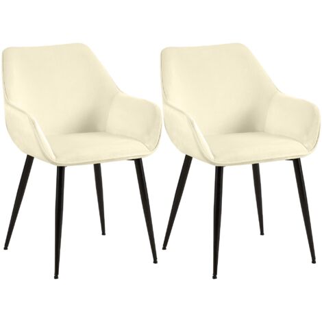 2er Set Esszimmerstuhl Luena creme Samt