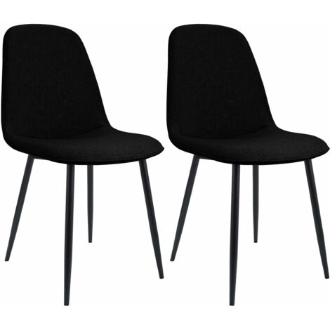 2er Set Esszimmerstuhl Maryam schwarz Stoff