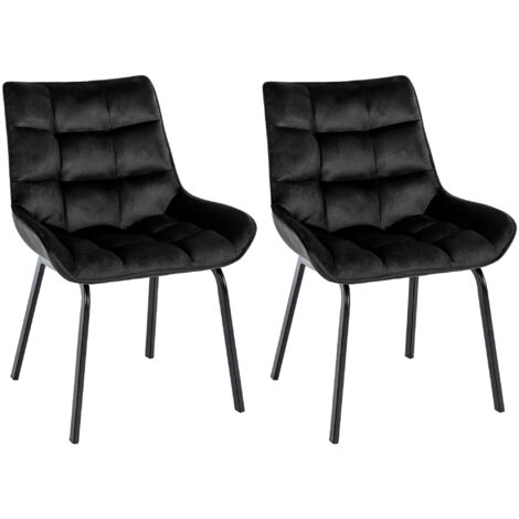 2er Set Esszimmerstuhl Saranda schwarz Samt