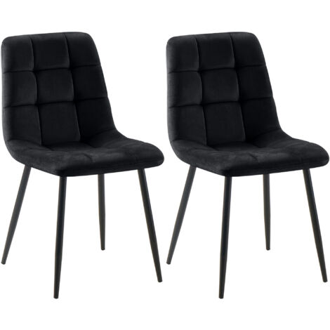 2er Set Esszimmerstuhl Tilde schwarz Samt