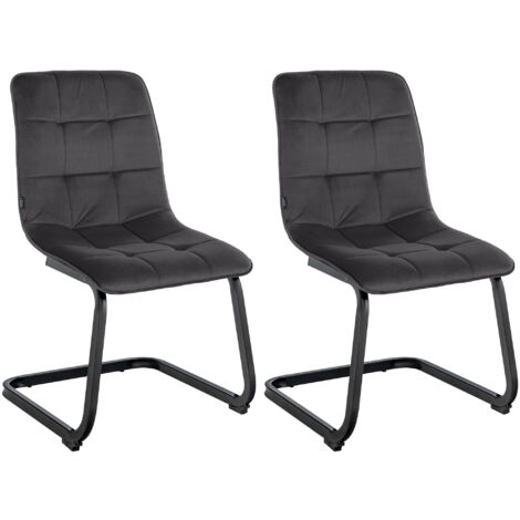 2er Set Esszimmerstuhl Vermont Samt schwarz