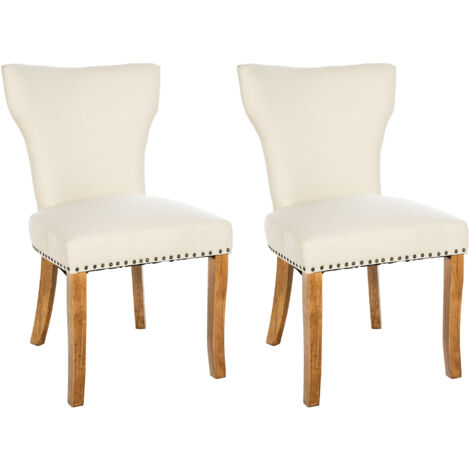 2er Set Esszimmerstuhl Zadar Stoff creme antik-hell