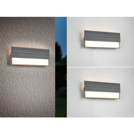 2er Set flache LED Außenwandleuchten aus Aluminium in Anthrazit, Breite 40cm
