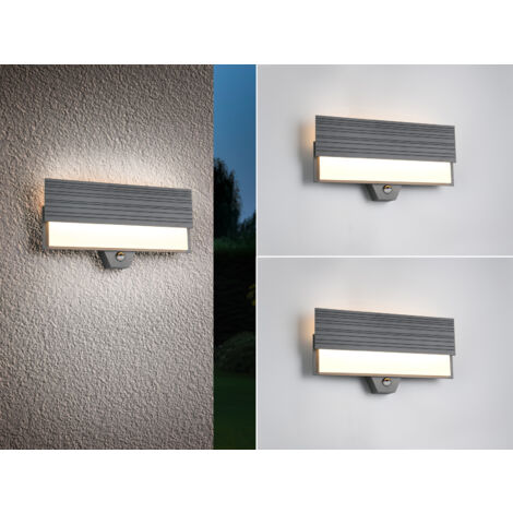 2er Set flache LED Außenwandleuchten mit Bewegungsmelder Anthrazit, Breite 40cm