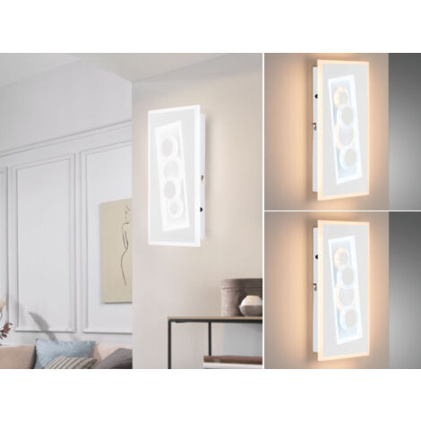 2er SET flache LED Wandlampen Weiß mit Schalter dimmbar & Lichtfarbe, H: 38cm