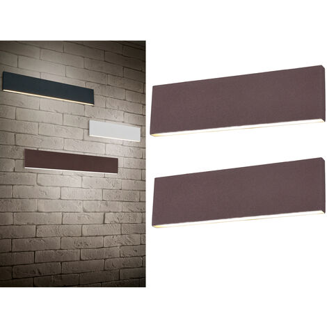 2er Set Flache LED Wandleuchten Up & Down Rostoptik - 3 Stufen Dimmer, B: 28cm