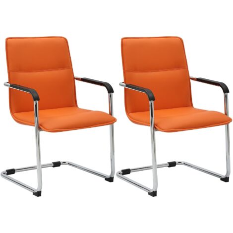 2er Set Freischwinger Seattle Kunstleder orange