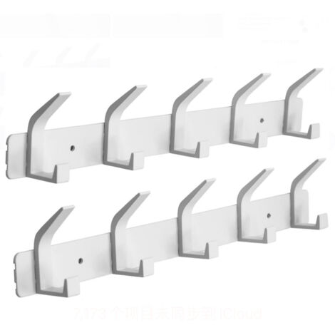 2er-Set Garderobenleiste mit 5 Haken, weiße Aluminium-Wandhaken, Wandgarderobe für Schlafzimmer, Bad, Küche und Flur