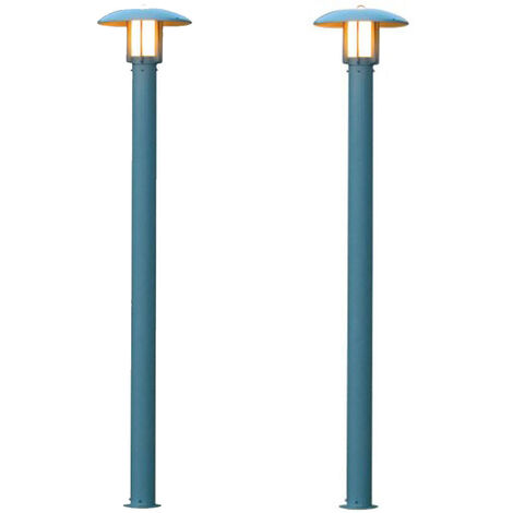 2er Set Gartenlaterne / Mastleuchte HEIMDAL, Höhe 200 cm, Alu silber / Glas opal