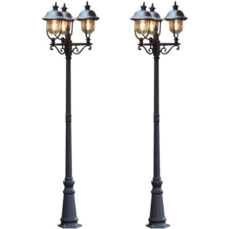 2er-Set Gartenlaterne PARMA, Edelstahl Lampendach, 3 x E27, IP43