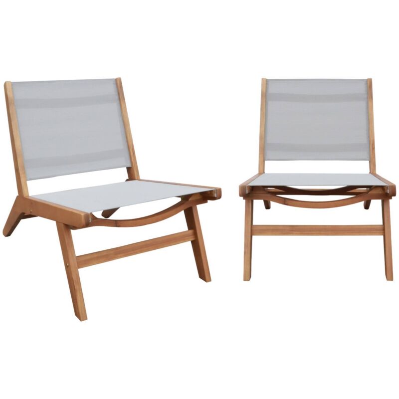 Sweeek - 2er-set Gartensessel Aus Akazienholz Und Textilene