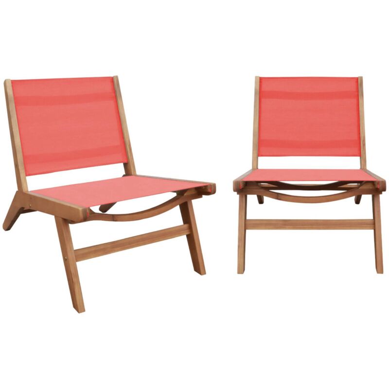 Sweeek - 2er-set Gartensessel Aus Akazienholz Und Textilene