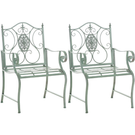 2er Set Gartenstühle Punjab antik-grün