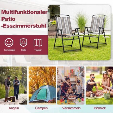 2er set gartenstuhle klappstuhle mit armlehnen 51 x 615 x 92 cm grau