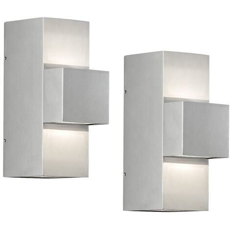 2er-Set graue Wandleuchten IMOLA, Up/Down-light, 9 Watt HP-LED, IP54