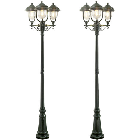 2er-Set grüne Gartenlaterne PARMA aus Aluminium, E27, IP43, H.: 218cm