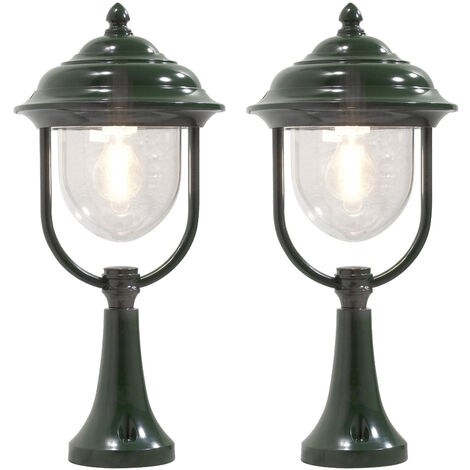 2er-Set grüne Sockelleuchten PARMA aus Aluminium, E27, IP43, H.: 54 cm