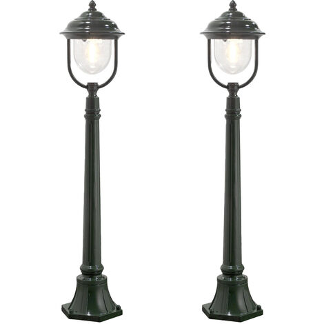 2er-Set grüne Wegeleuchten PARMA aus Aluminium, E27, IP43, H.: 118 cm