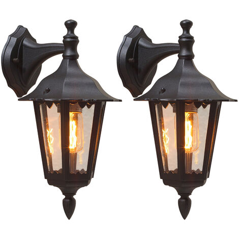 2er-Set hängende Wandleuchten FIRENZE, E27, Aluminium schwarz