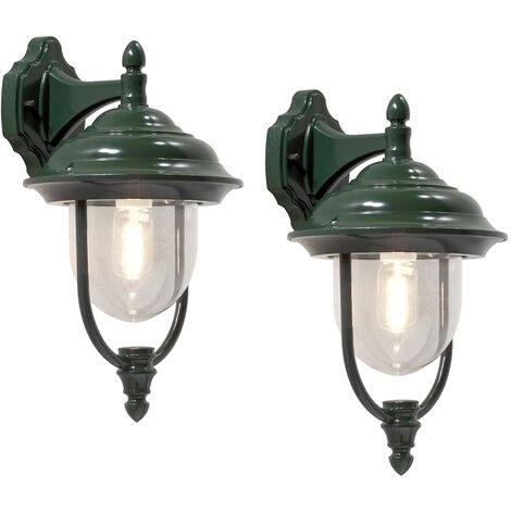 2er-Set hängende Wandleuchten PARMA, Aluminium grün, E27, IP43