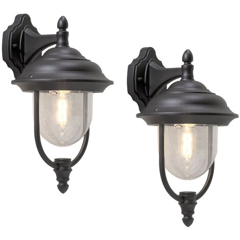 2er-Set hängende Wandleuchten PARMA, Aluminium schwarz, E27, IP43