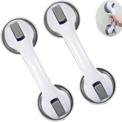 2er-Set Haltegriffe mit Saugnapf für Bad, 30 cm – Sicherheitsgriff, kein Bohren erforderlich, für Dusche und Badewanne – rutschfest, für Senioren und Kinder, Grau