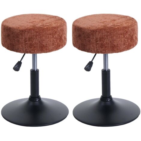 2er-Set Hocker HHG-883, Sitzhocker, höhenverstellbar drehbar Ø 37cm Stoff Chenille (465g/m²) MVG terrakotta