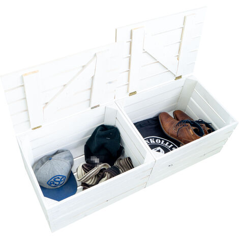 2er Set Holzkiste mit Deckel weiss 48 x 36 x 27cm Holztruhe Obstkiste Weinkiste Aufbewahrungskiste Schatztruhe