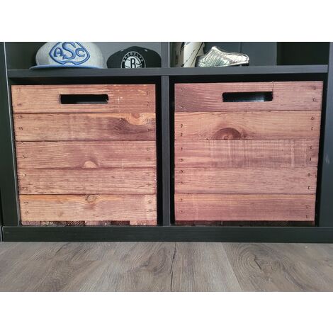 2er set Holzkiste Weinkisten Vintage Ocker passend für Ikea Kallax und Expeditregale