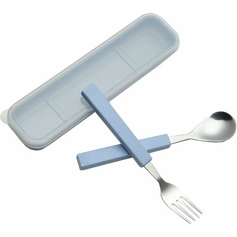 2er Set Kinderbesteck Set Edelstahl Kinderbesteck Tischset Blau