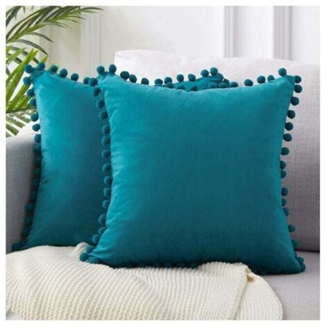 2er-Set Kissenbezüge 45x45 Entenblau, dekoratives Sofa, weicher Samtkissenbezug, Wohnzimmer-/Schlafzimmer-Dekoration, ästhetisches skandinavisches Zuhause, mit Reißverschluss