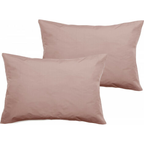 2er-Set Kissenbezüge aus Perkal aus reiner gekämmter langstapeliger Baumwolle 80 Fäden/cm² Südwind - Rosa - 2er-Set Kissenbezüge 50 x 70 + 5 cm Flacher gesteppter Volant