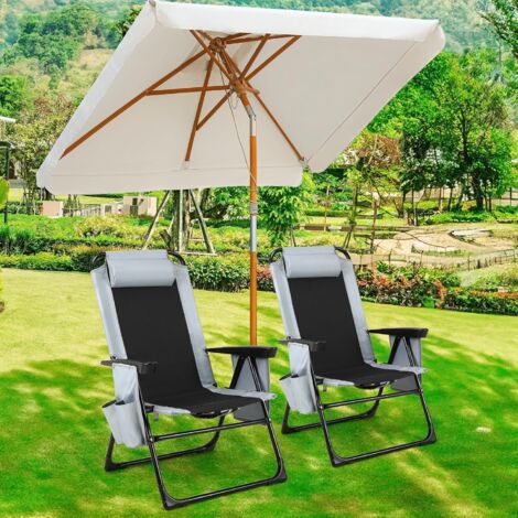 2er Set Klappstuhl Campingstuhl Outdoorstuhl Gartenstuhl Liegestuhl Verstellbare Hohe Rückenlehne