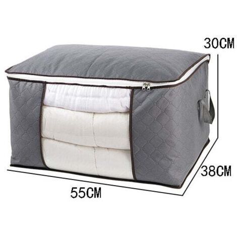 2er-Set Kleideraufbewahrungstaschen, Faltbare Unterbett-Aufbewahrungsbox, Quilt-Aufbewahrungsabdeckung, Schrank-Organizer, für Kleidung, Grau