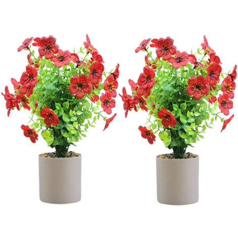 2er-Set kleine künstliche Blumentöpfe - Gänseblümchen & grüner Eukalyptus  Deko für Zuhause, Büro oder Sommerresidenz