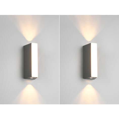 2er Set Kleine LED Außenwandleuchten Up and Down IP65, Höhe 16cm