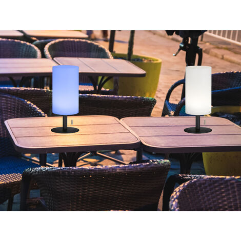2er SET kleine Outdoor Akku Tischlampen 28cm ohne Kabel mit RGB Farbwechsel